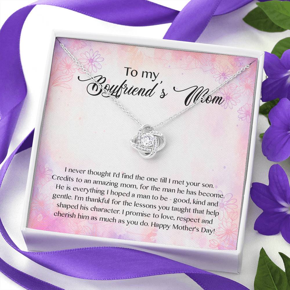 To My Boyfriend's Mom I Never Thought I'd Find The One Till I Met Your Son Love Knot Pendant Necklace To My Boyfriend's Mom I Never Thought I'd Find The One Till I Met Your Son Love Knot Pendant Necklace