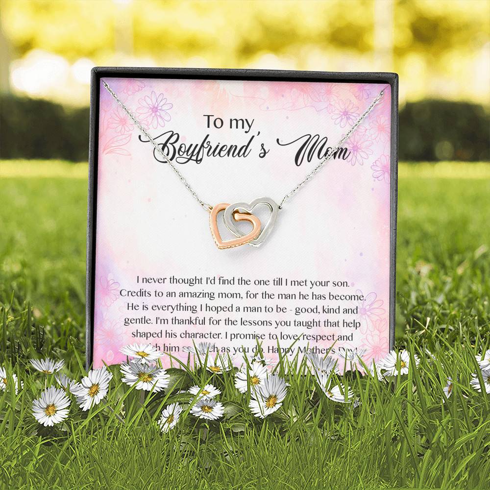 To My Boyfriend's Mom I Never Thought I'd Find The One Till I Met Your Son Interlocking Hearts Pendant Necklace To My Boyfriend's Mom I Never Thought I'd Find The One Till I Met Your Son Interlocking Hearts Pendant Necklace