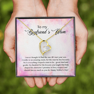 To My Boyfriend's Mom I Never Thought I'd Find The One Till I Met Your Son Forever Love Pendant Necklace