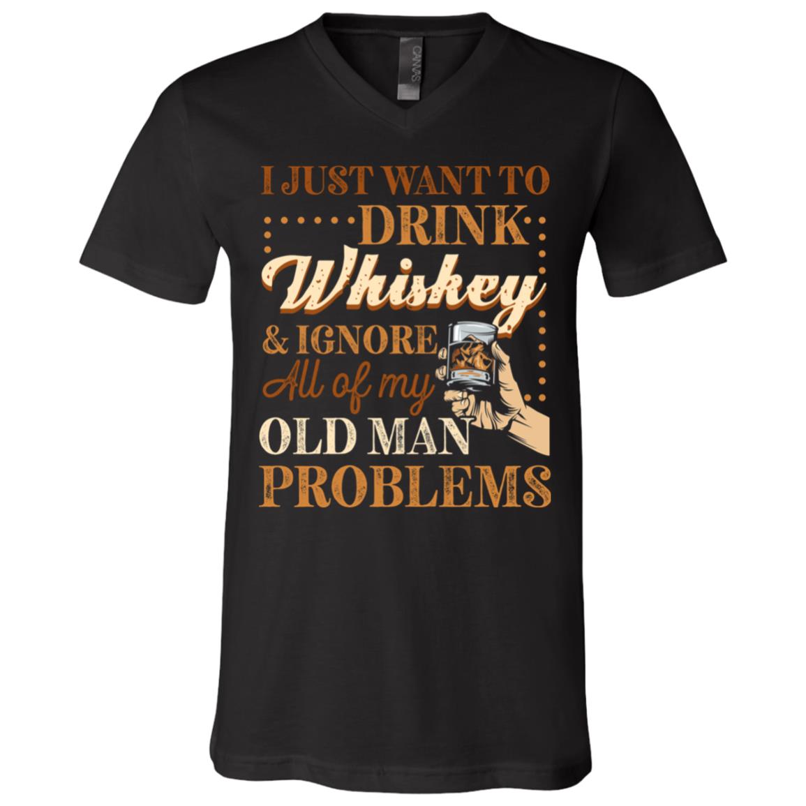 whiskey tee, Black, V-Neck T-Shirt
