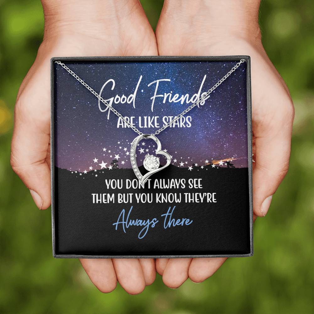 Good Friends Are Like Stars They're Always There Forever Love Heart Pendant Necklace Good Friends Are Like Stars They're Always There Forever Love Heart Pendant Necklace