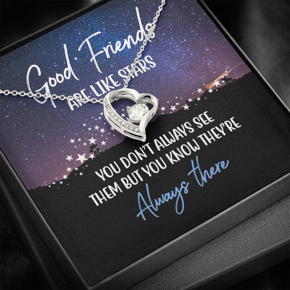 Good Friends Are Like Stars They're Always There Forever Love Heart Pendant Necklace Good Friends Are Like Stars They're Always There Forever Love Heart Pendant Necklace