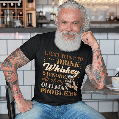 Alternative view of I Just Want To Drink Whiskey And Ignore All Of My Old Man Problems Vintage T-Shirt - V-Neck Shirt