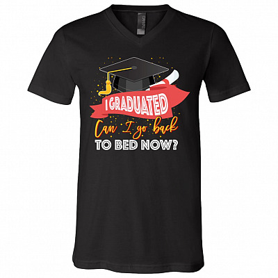 graduated t, Black, V-Neck T-Shirt