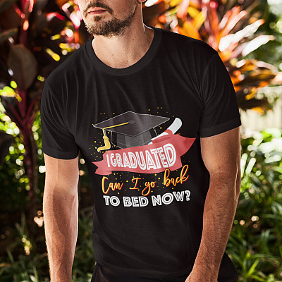 Alternative view of Funny Graduation Gift I Graduated Can I Go Back to Bed Now T-Shirt - V-Neck Tee - I Graduated Shirt