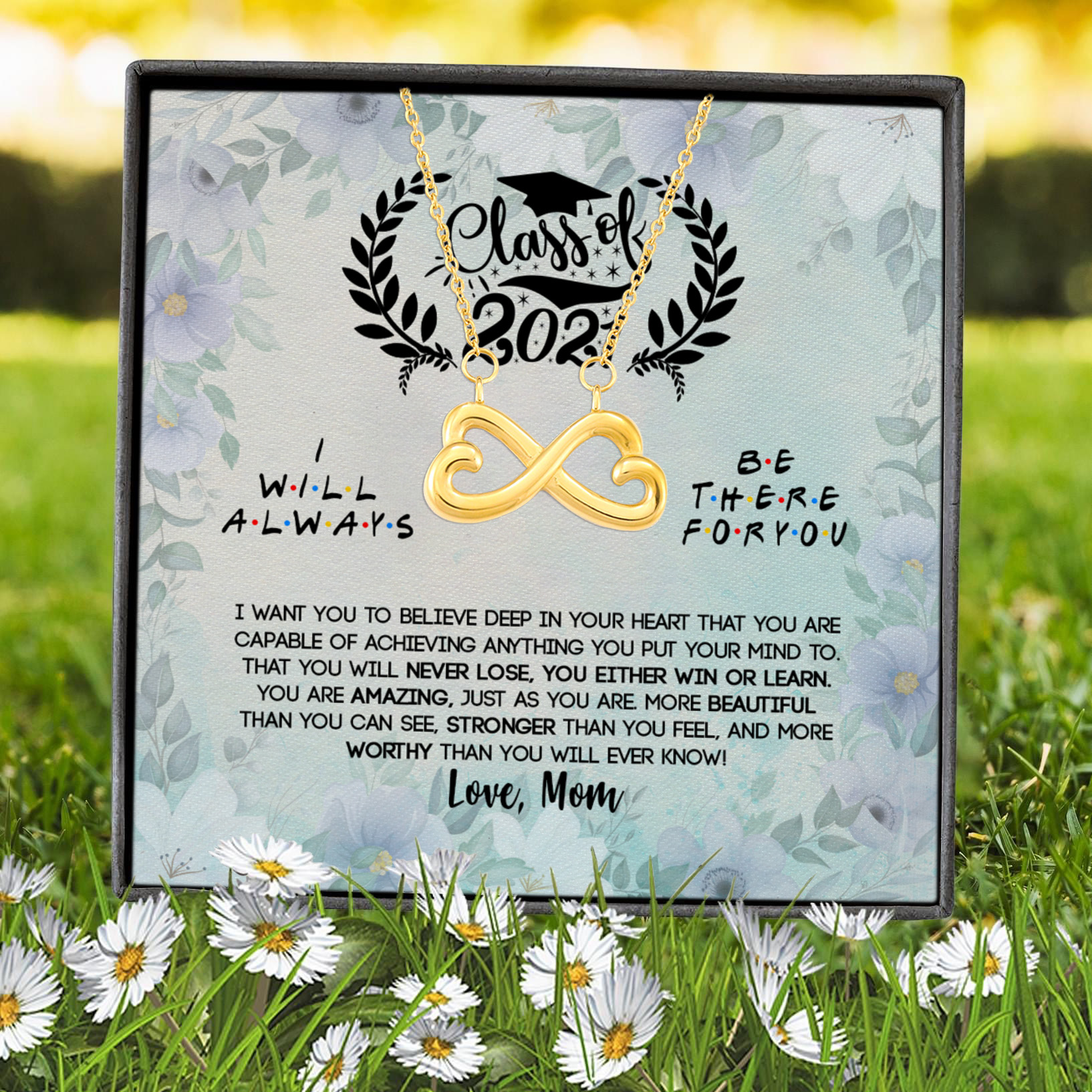 8VT. Class Of 2021 I Want You To Believe Infinity Heart Necklace (Gold) 7