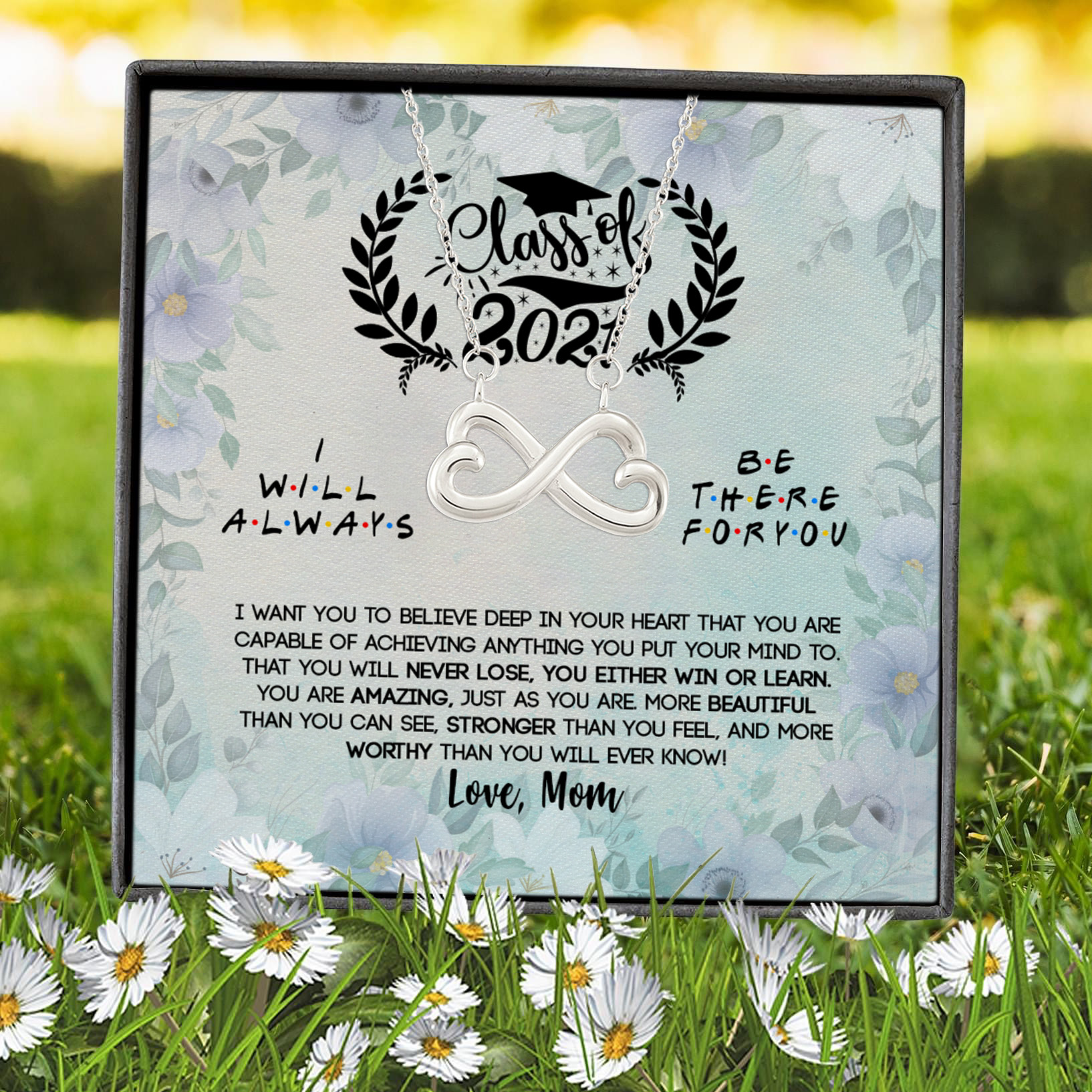 8VT. Class Of 2021 I Want You To Believe Infinity Heart Necklace (Silver) 7