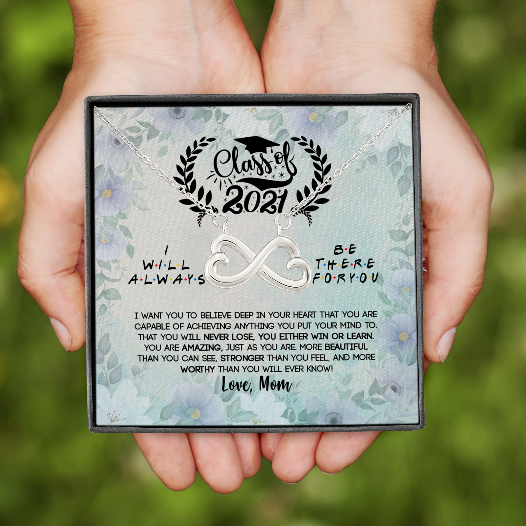 8VT. Class Of 2021 I Want You To Believe Infinity Heart Necklace (Silver)