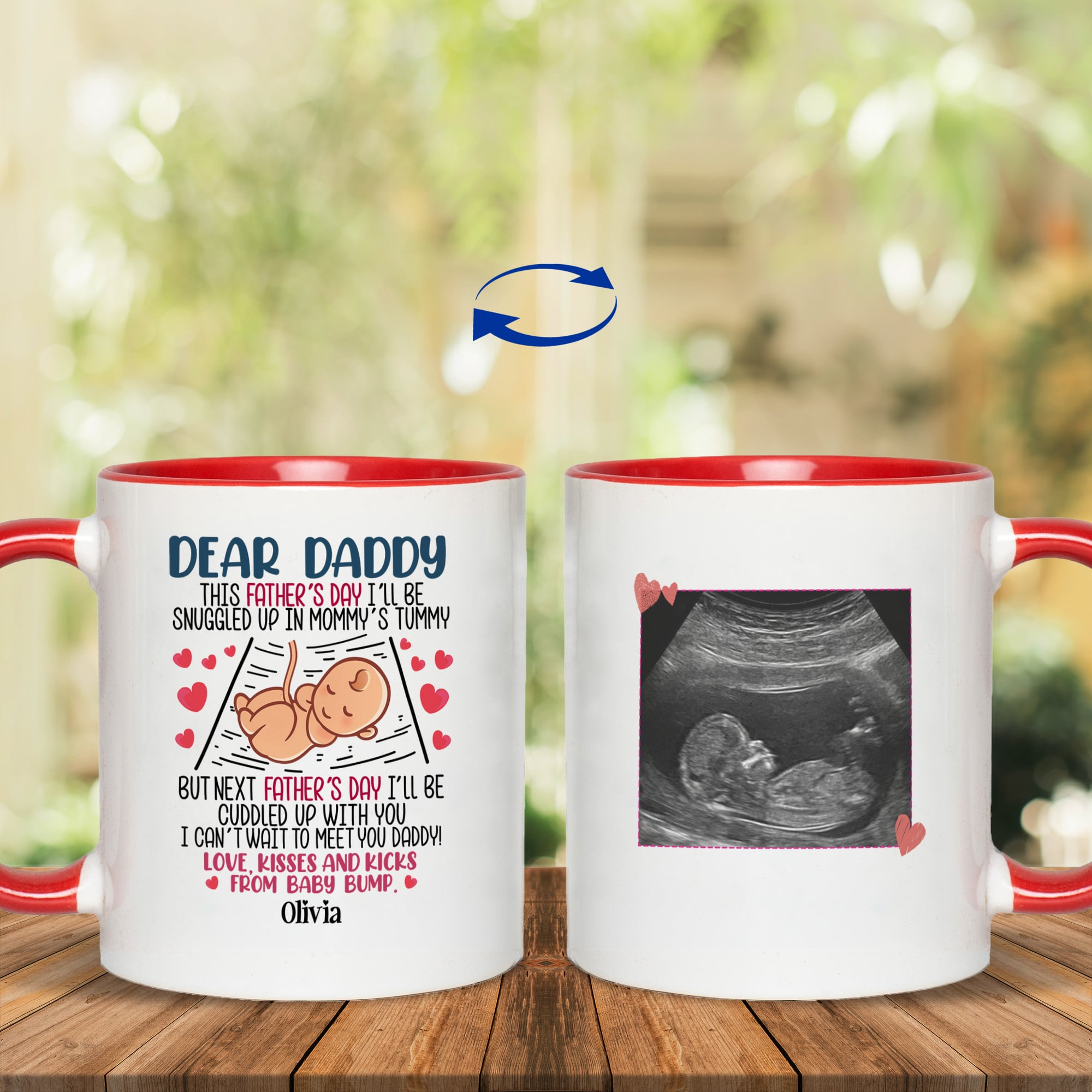 1VT. Dear Daddy This Father Day 2 Side - Sample Design 11OZ Accent Mug-Red