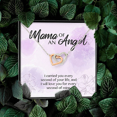 Mama Of An Angel I Carried You Every Second Of Your Life Love You Every Second Of Mine Interlocking Hearts Pendant Necklace