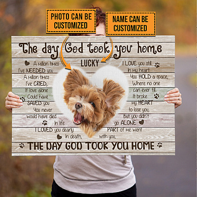 Personalized The Day God Took You Home Framed Canvas - Unframed Poster - Missing Dog In Heaven Gift