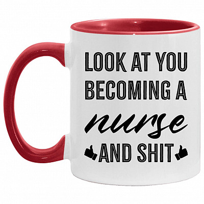 Nurse Accent Mug, White/Red, 11 oz. Accent Mug