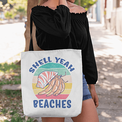 Alternative view of Shell Yeah Beaches Vintage All Over Print Tote - Shoulder Bag
