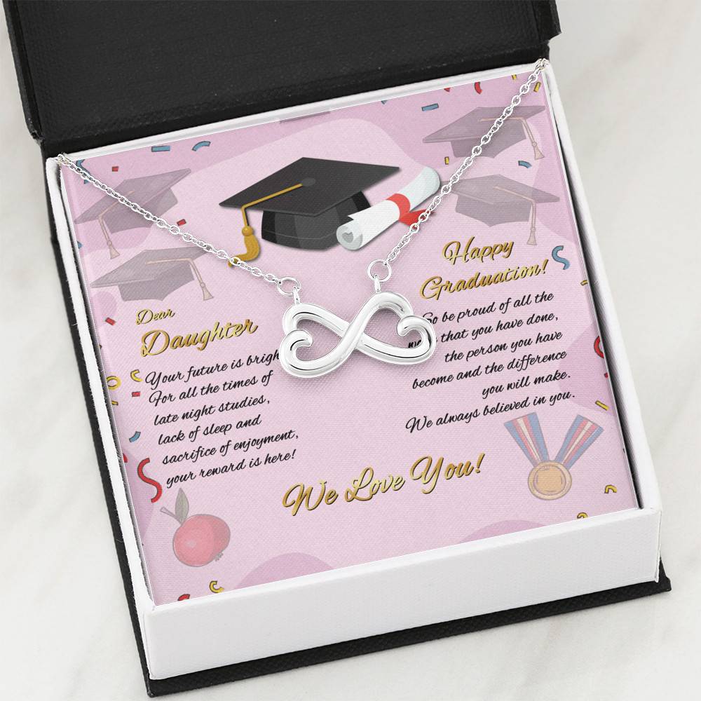 To My Daughter Happy Graduation Day Your Future Is Bright Infinity Heart Pendant Necklace To My Daughter Happy Graduation Day Your Future Is Bright Infinity Heart Pendant Necklace