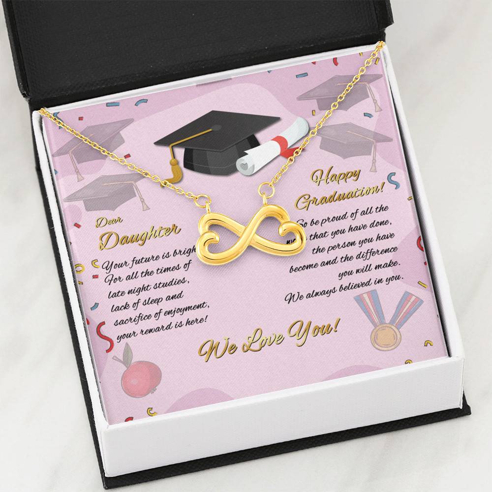 To My Daughter Happy Graduation Day Your Future Is Bright Infinity Heart Pendant Necklace To My Daughter Happy Graduation Day Your Future Is Bright Infinity Heart Pendant Necklace