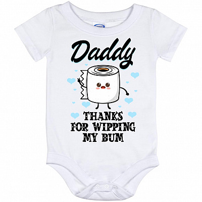 daddy wipe, White, Baby Onesie - 12 Month