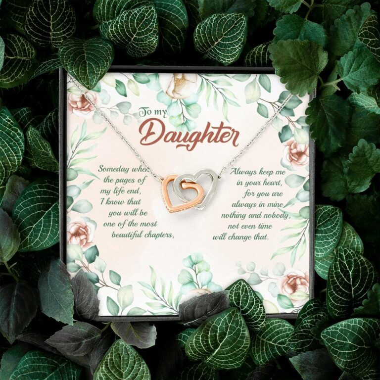 To My Daughter Someday When The Pages Of My Life End Interlocking Hearts Pendant Necklace