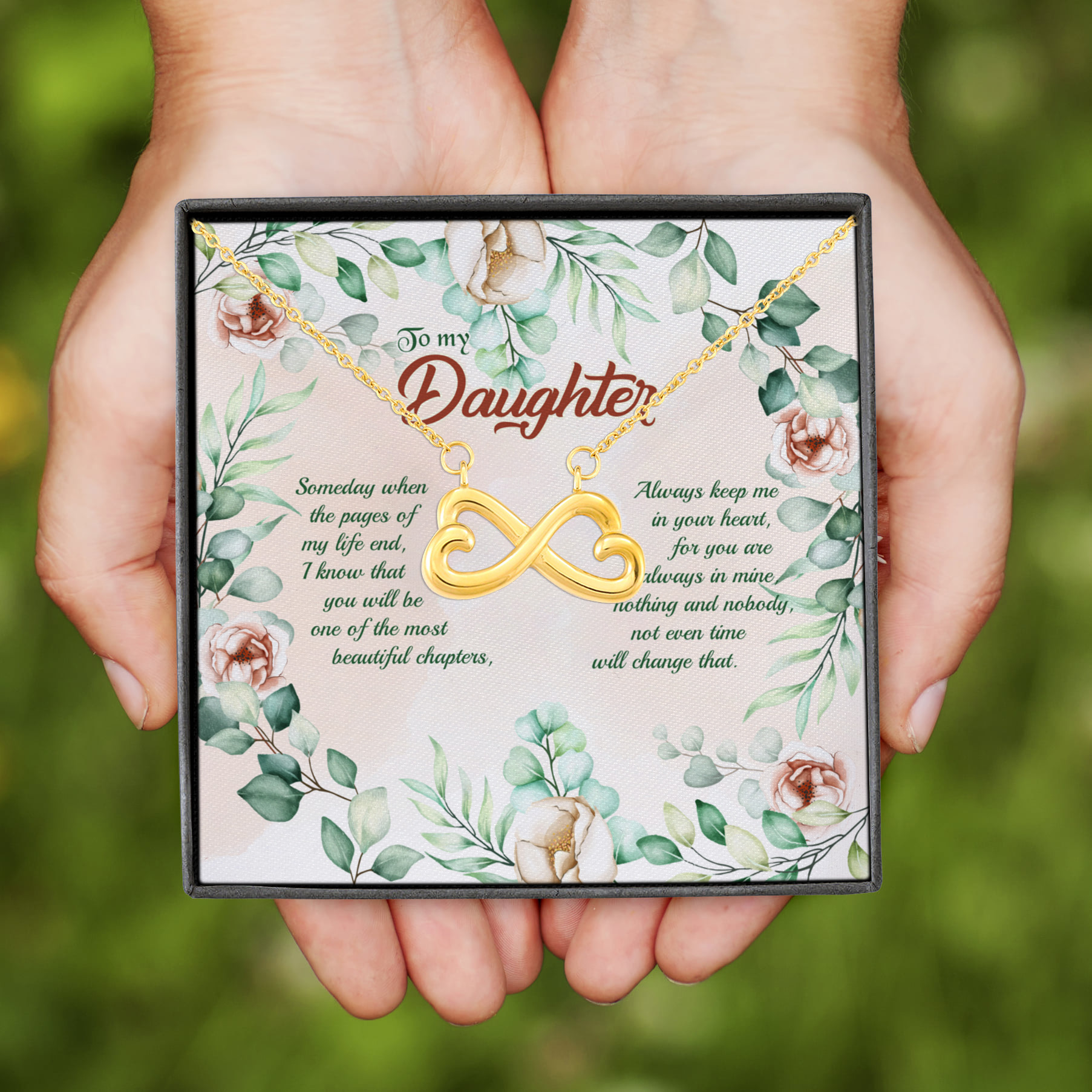 4VT. To My Daughter Someday When The Pages Infinity Heart Necklace (Gold)