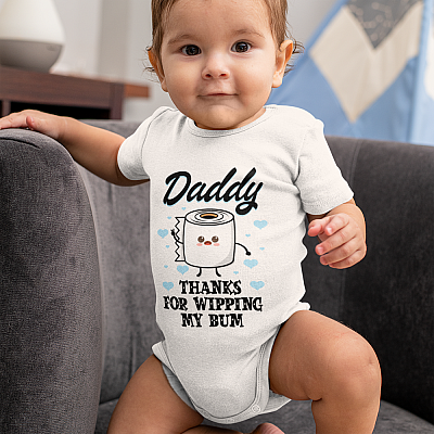 Alternative view of Funny Father's Day Gift Dear Dad Thanks for Wiping My Bum Baby Onesie - Toddler Baby Infant Bodysuit