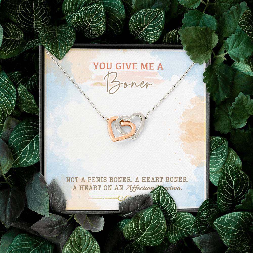 You Give Me A Boner Not A Penis Boner A Heart Boner A Heart On Funny Girlfriend Interlocking Hearts Pendant Necklace