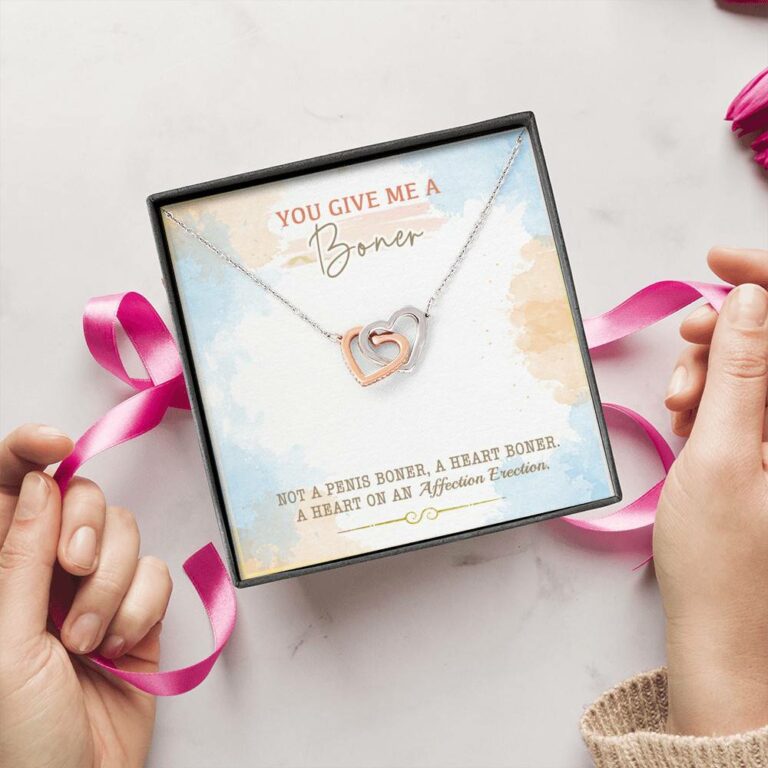 You Give Me A Boner Not A Penis Boner A Heart Boner A Heart On Funny Girlfriend Interlocking Hearts Pendant Necklace