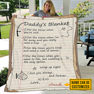 Alternative view of Personalized Daddy's Blanket Letter For The Times When You Want To Fish But Cuddling Is The Only Option Fleece Blanket