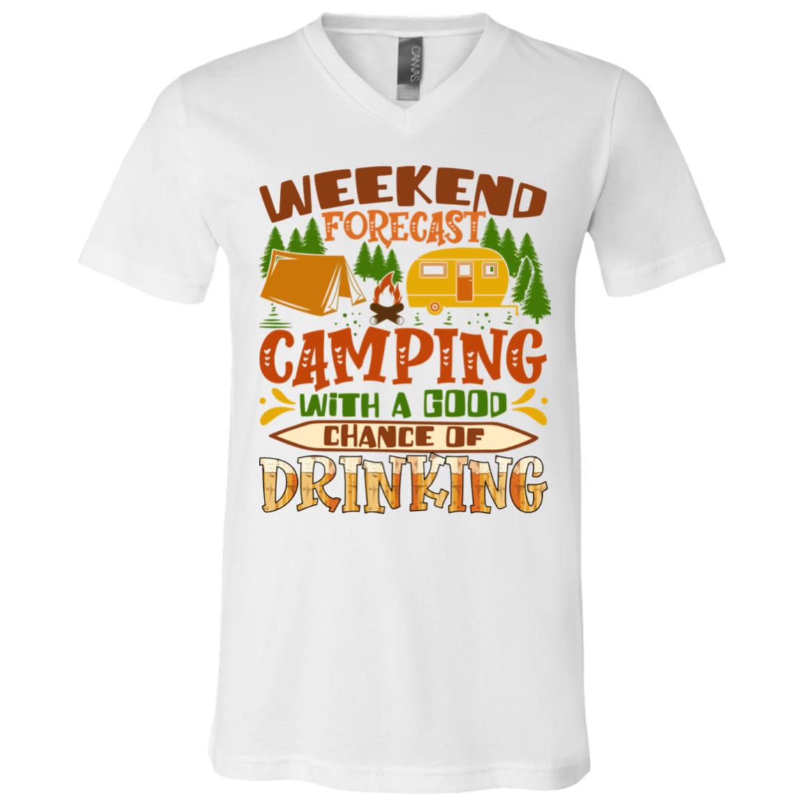 Weekend Forecast Tshirt, White, V-Neck T-Shirt