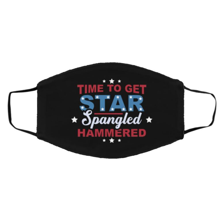 Time to Get Star Mask, Black, Cloth Face Cover – Medium/Large
