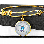 Sea Turtle Circle Pendant Necklace-Bangle