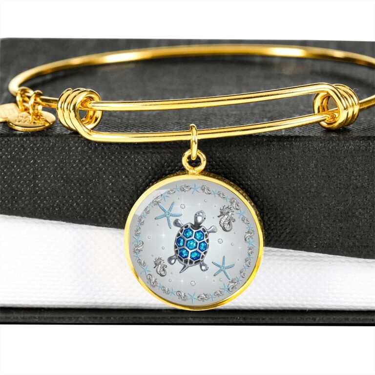 Sea Turtle Circle Pendant Necklace-Bangle
