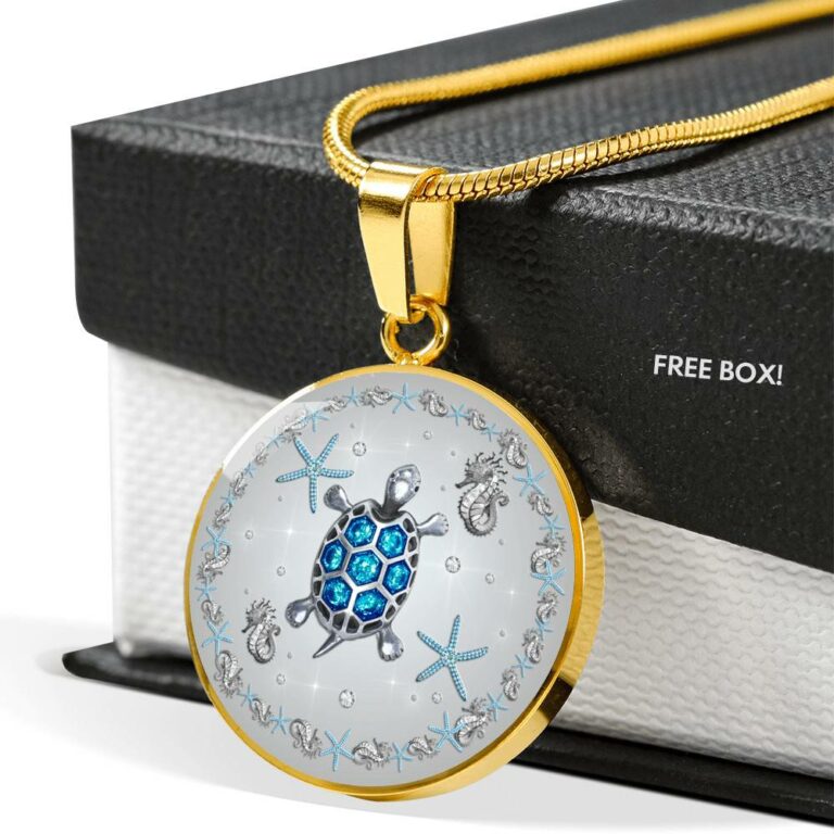 Sea Turtle Circle Pendant Necklace-Bangle