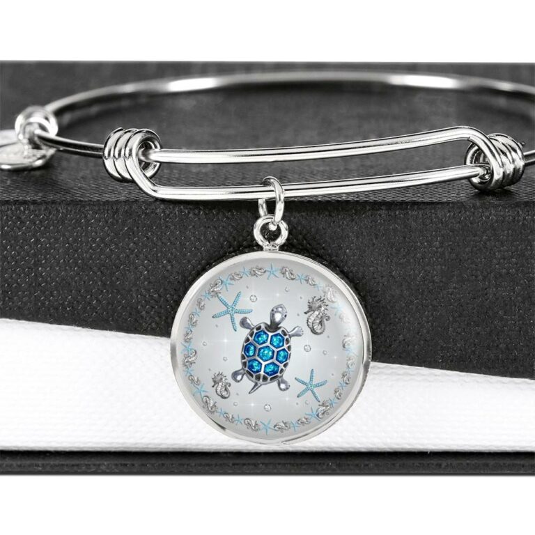 Sea Turtle Circle Pendant Necklace-Bangle