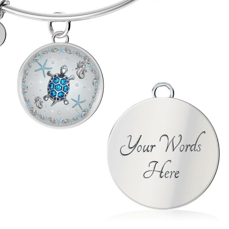 Sea Turtle Circle Pendant Necklace-Bangle