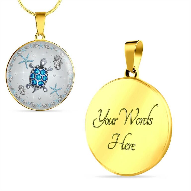 Sea Turtle Circle Pendant Necklace-Bangle