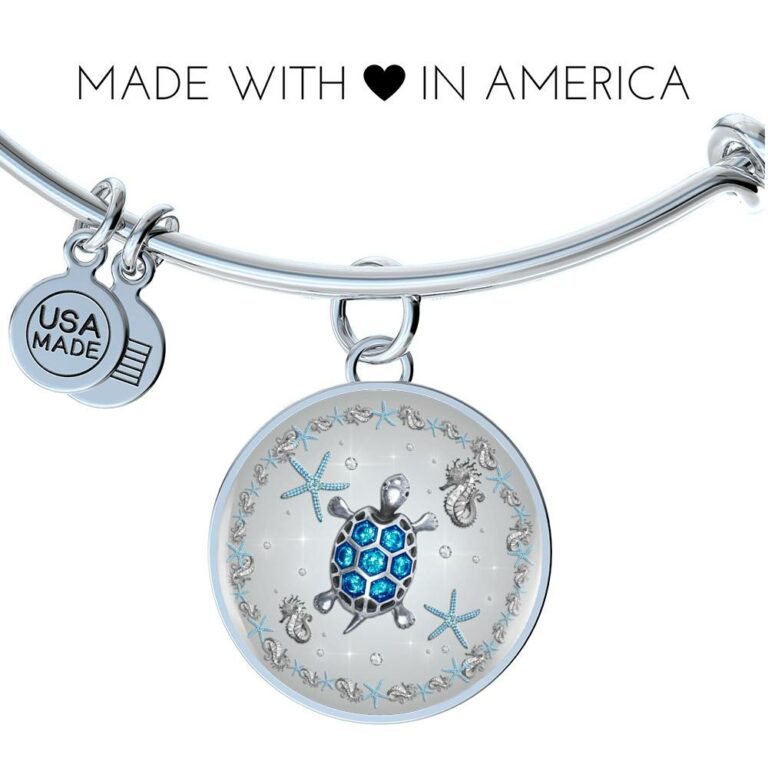 Sea Turtle Circle Pendant Necklace-Bangle