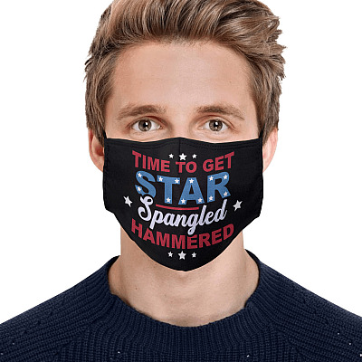 Alternative view of Time to Get Star Spangled Hammered Washable Reusable Custom Printed Cloth Face Mask Cover