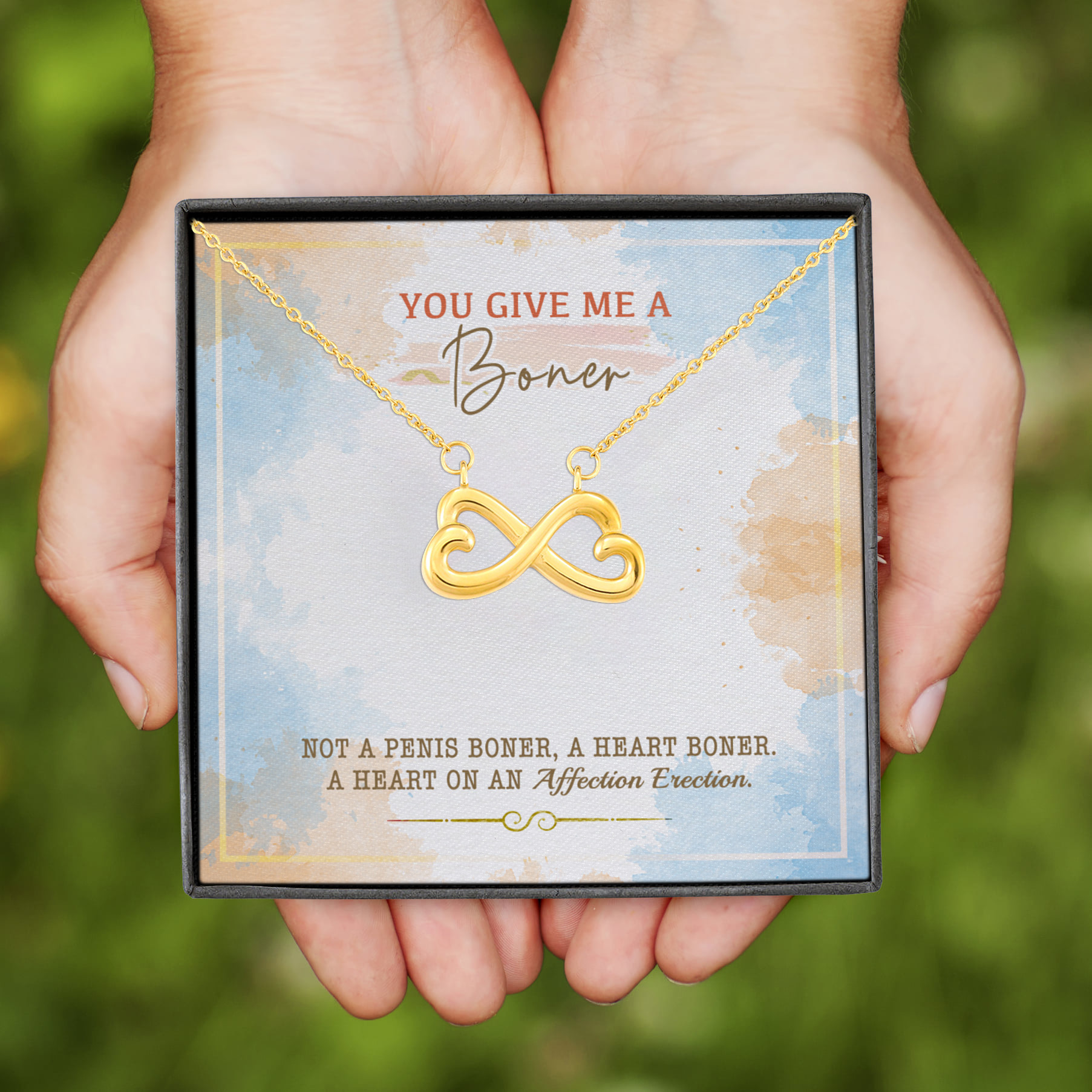 3VT. You Give Me A Boner Infinity Heart Necklace (Gold)