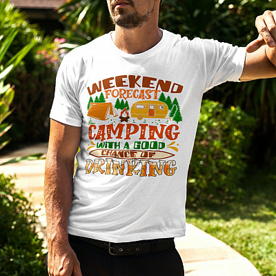 Alternative view of Weekend Forecast Camping With A Good Chance Of Drinking T-Shirt - V-Neck Shirt