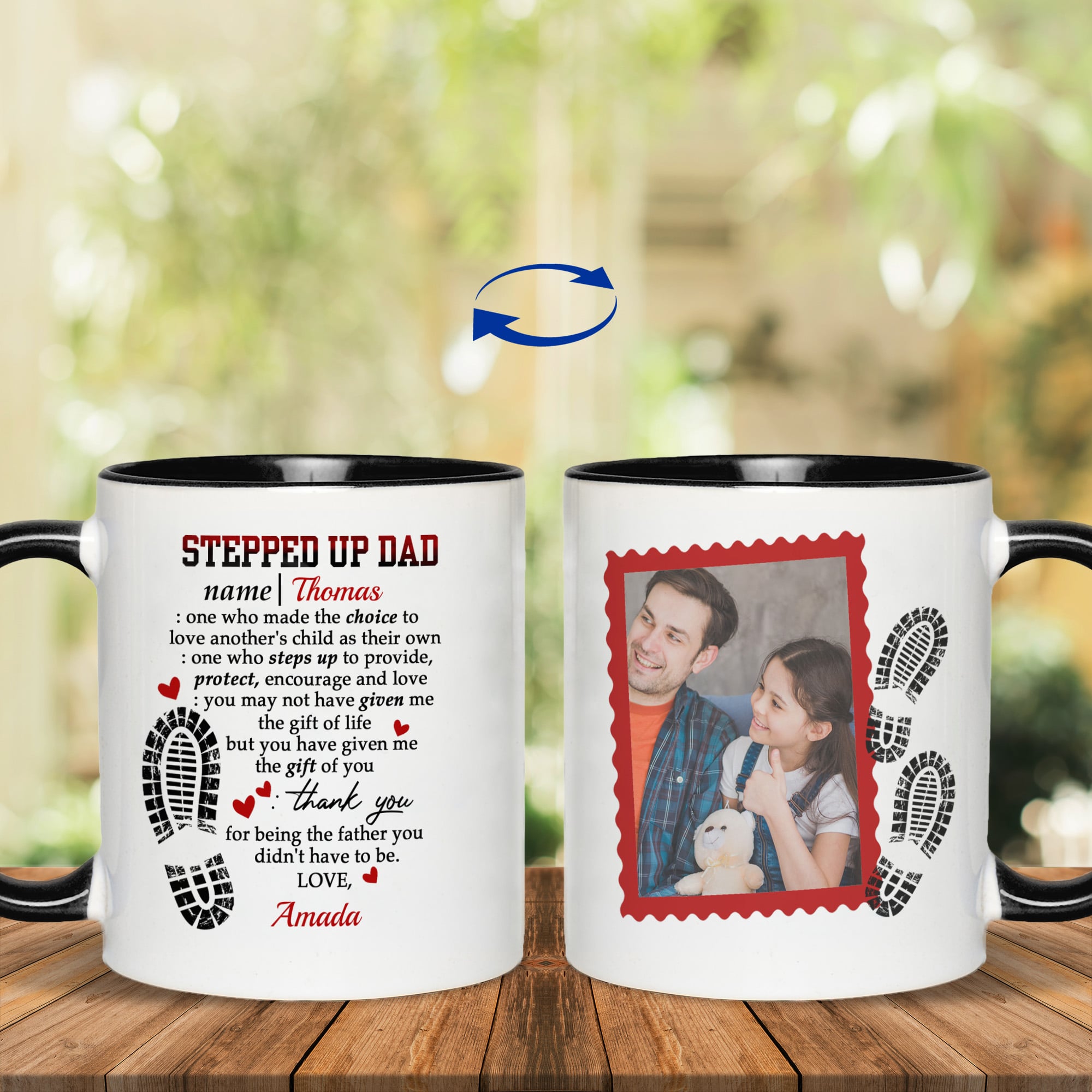 6VT. Stepped Up Dad Made The Choice 2 Side 11OZ Accent Mug-Black