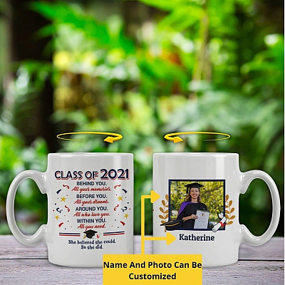 Alternative view of Custom Photo Class Of 2021 She Believed She Did Coffee Mug - Beer Stein - Water Bottle - Color Changing Mug