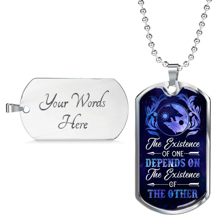 Wolves The Existence of One Depends on The Existence of The Other Dog Tag Pendant Necklace