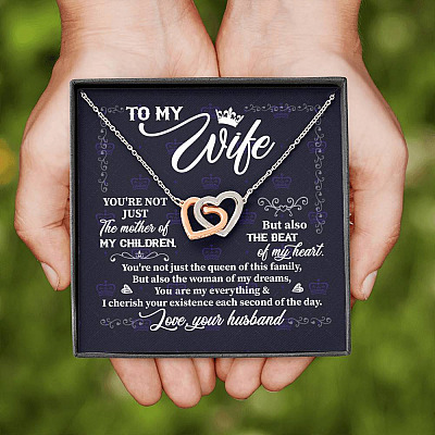 To My Wife You're Not Just the Mother of My Children Interlocking Hearts Pendant Necklace