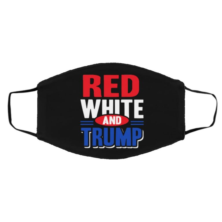 Red White And Trump Mask Cover, Black, Cloth Face Cover – Medium/Large