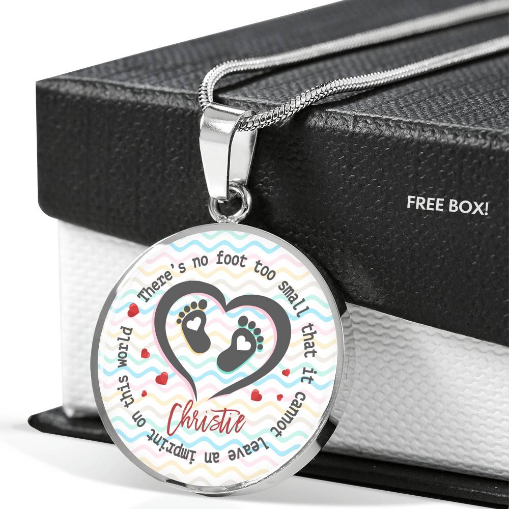 Personalized There Is No Foot Too Small that It Cannot Leave an Imprint on This World Circle Pendant Necklace - Circle Luxury Necklace (Silver) Personalized There Is No Foot Too Small that It Cannot Leave an Imprint on This World Circle Pendant Necklace - Circle Luxury Necklace (Silver)