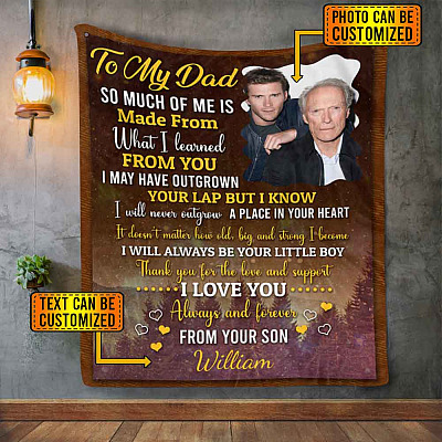 Personalized Photo My Dad So Much of Me Is Made from What I Learned from You Mink Sherpa - Woven Blanket