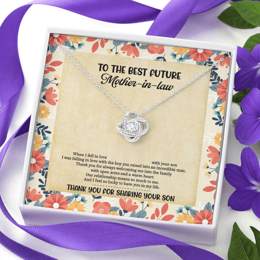 To The Best Future Mother-In-Law Thank You For Sharing Your Son Husband's Mom Love Knot Pendant Necklace To The Best Future Mother-In-Law Thank You For Sharing Your Son Husband's Mom Love Knot Pendant Necklace