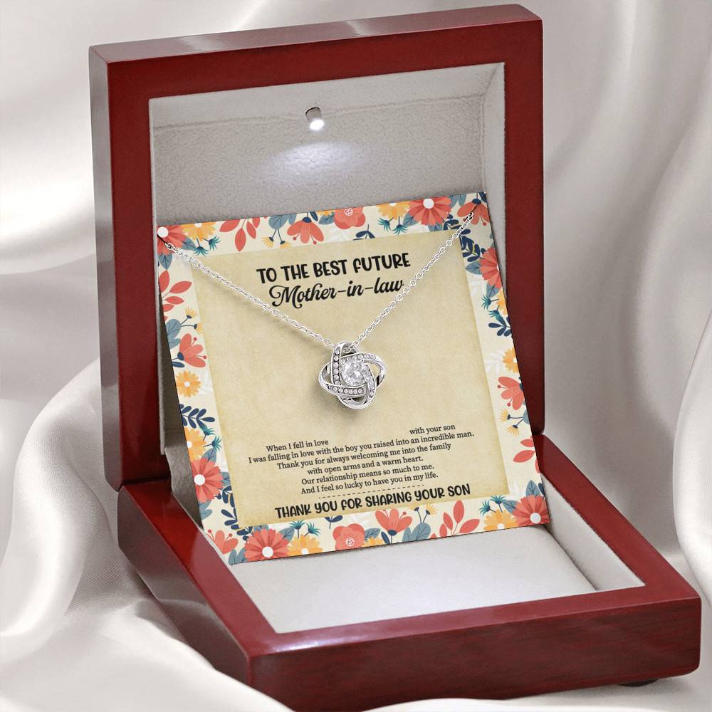 To The Best Future Mother-In-Law Thank You For Sharing Your Son Husband's Mom Love Knot Pendant Necklace To The Best Future Mother-In-Law Thank You For Sharing Your Son Husband's Mom Love Knot Pendant Necklace