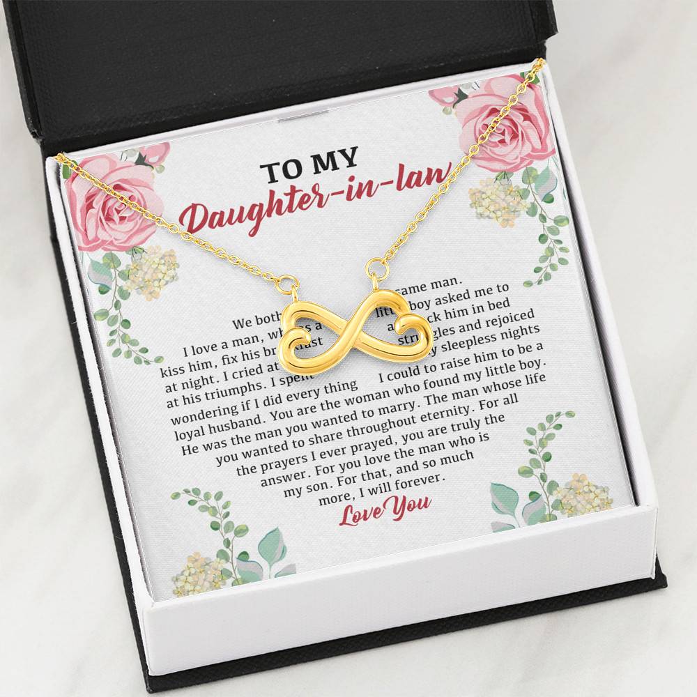 To My Daughter in Law We Love the Same Man You're the Answer I Love You Infinity Heart Pendant Necklace To My Daughter in Law We Love the Same Man You're the Answer I Love You Infinity Heart Pendant Necklace