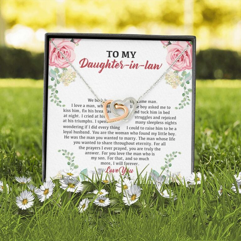 To My Daughter in Law We Love the Same Man You're the Answer I Love You Interlocking Hearts Pendant Necklace