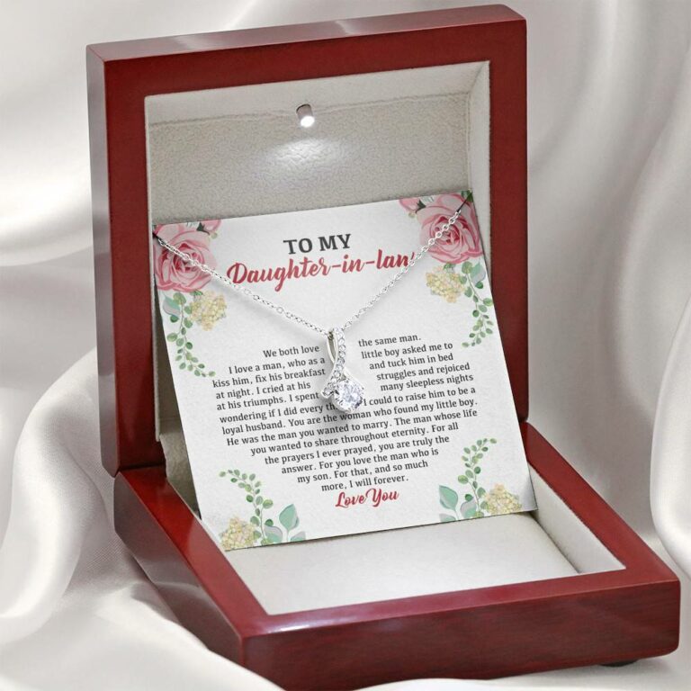 To My Daughter in Law We Love the Same Man You're the Answer I Love You Alluring Beauty Necklace